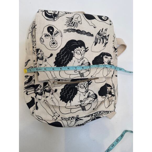 Artsy Cream Black Oaxacan Backpack Woven Canvas OS EUC Unbranded Handmade Mexico - Picture 10 of 11
